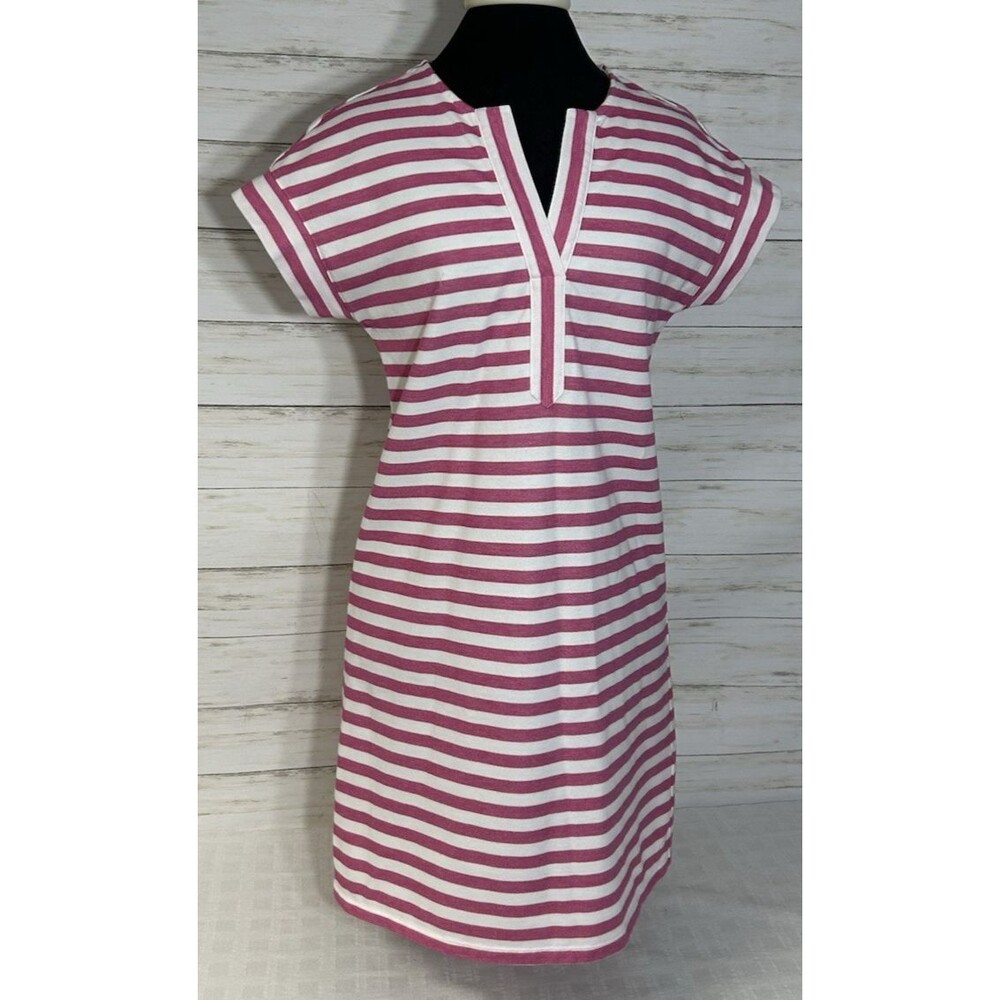 Vineyard Vines Womens Pique Knit Swing Dress Sz. SMALL Pink Stripe Beachy Preppy